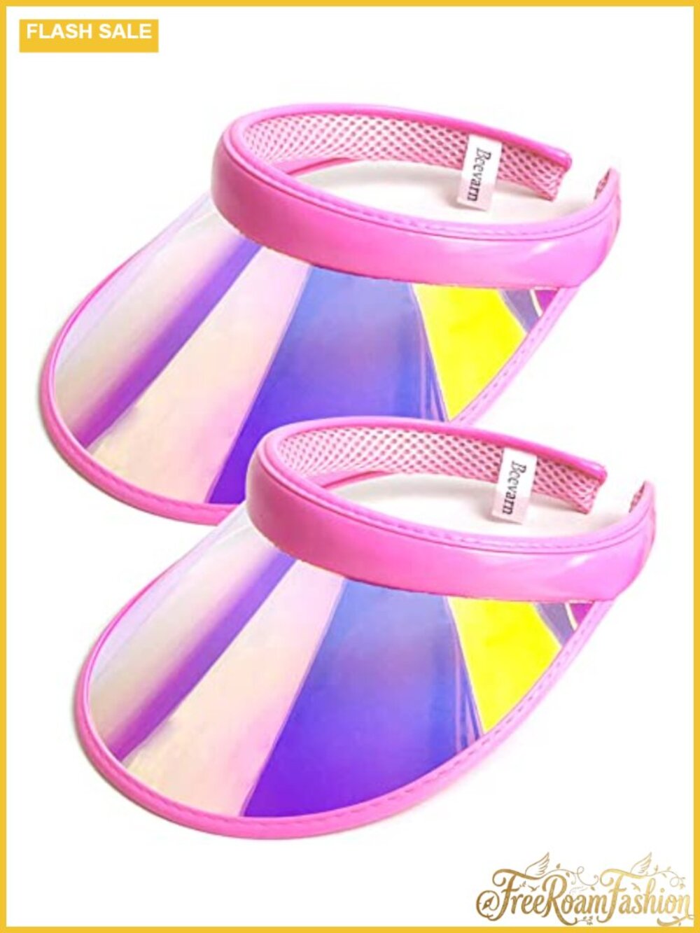 2 Pack Clip-On Sun Visor Hats Iridescent Clear Sport Outdoor Cap Adult One Size